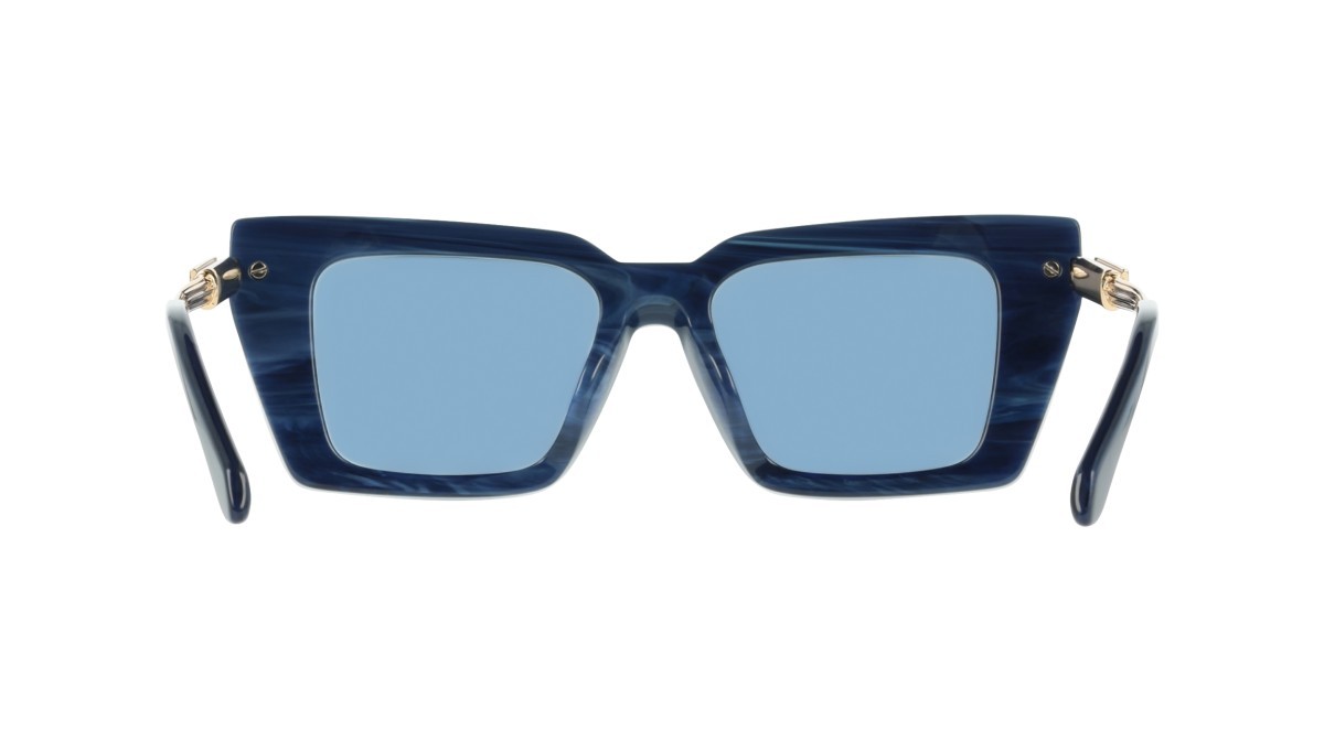 Sunglasses Salvatore Ferragamo SF2089S (413) color blue horn shape rectangle lenses solid blue