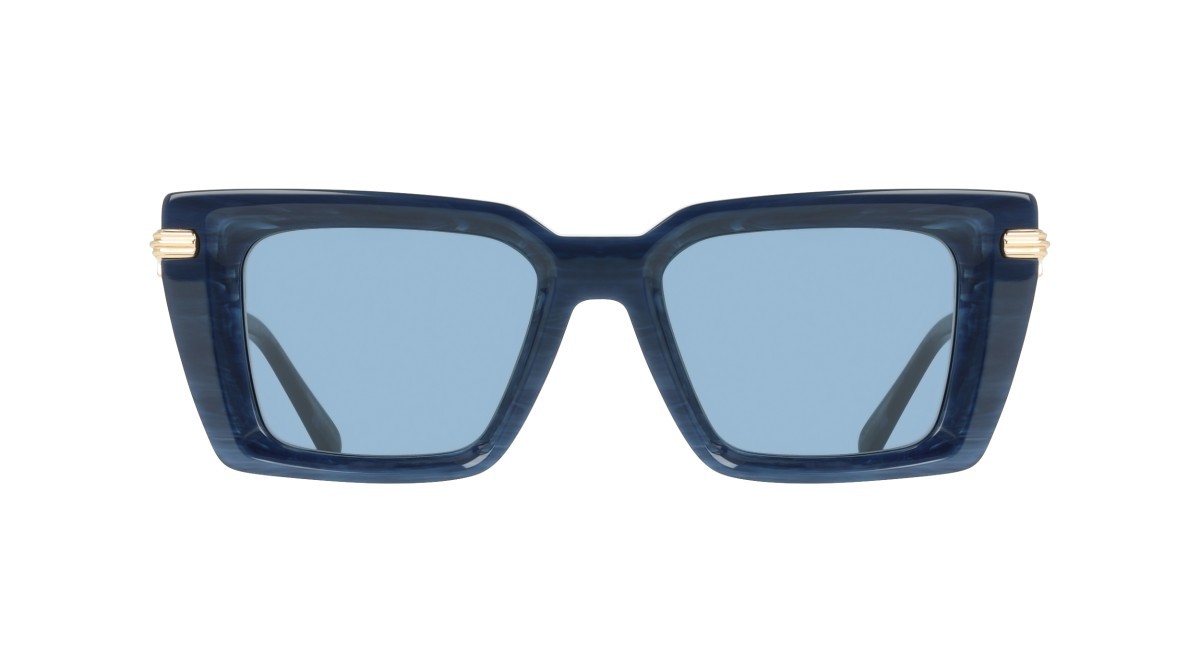 Sunglasses Salvatore Ferragamo SF2089S (413) color blue horn shape rectangle lenses solid blue