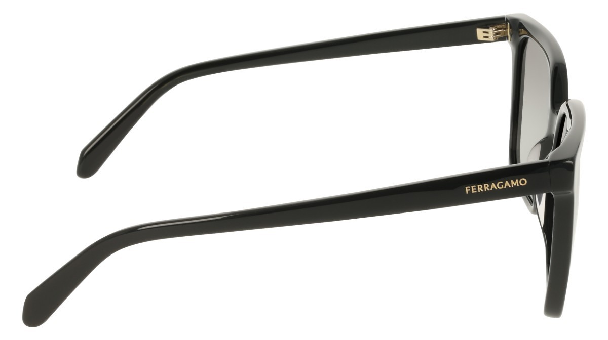 Sunglasses Salvatore Ferragamo SF2102S (001) color black shape rectangle lenses gradient grey