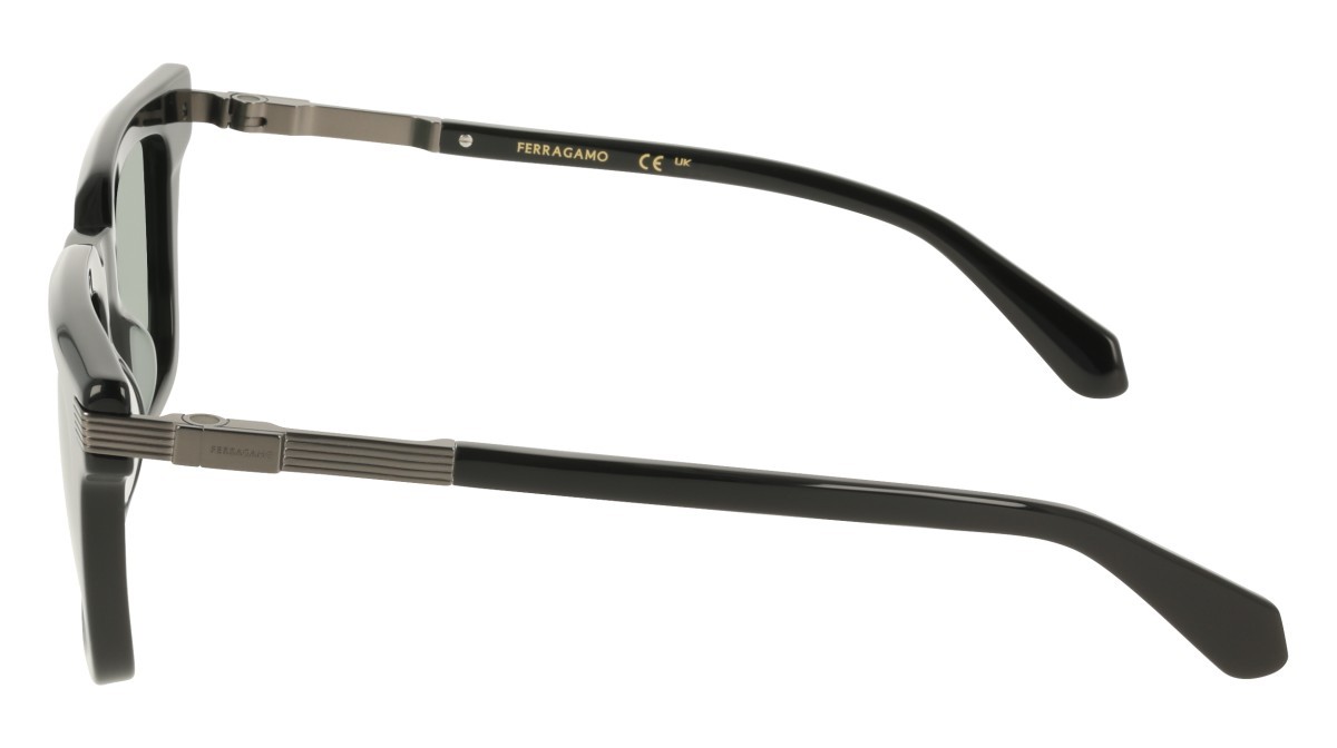 Sunglasses Salvatore Ferragamo SF2103S (001) color black shape rectangle lenses solid green