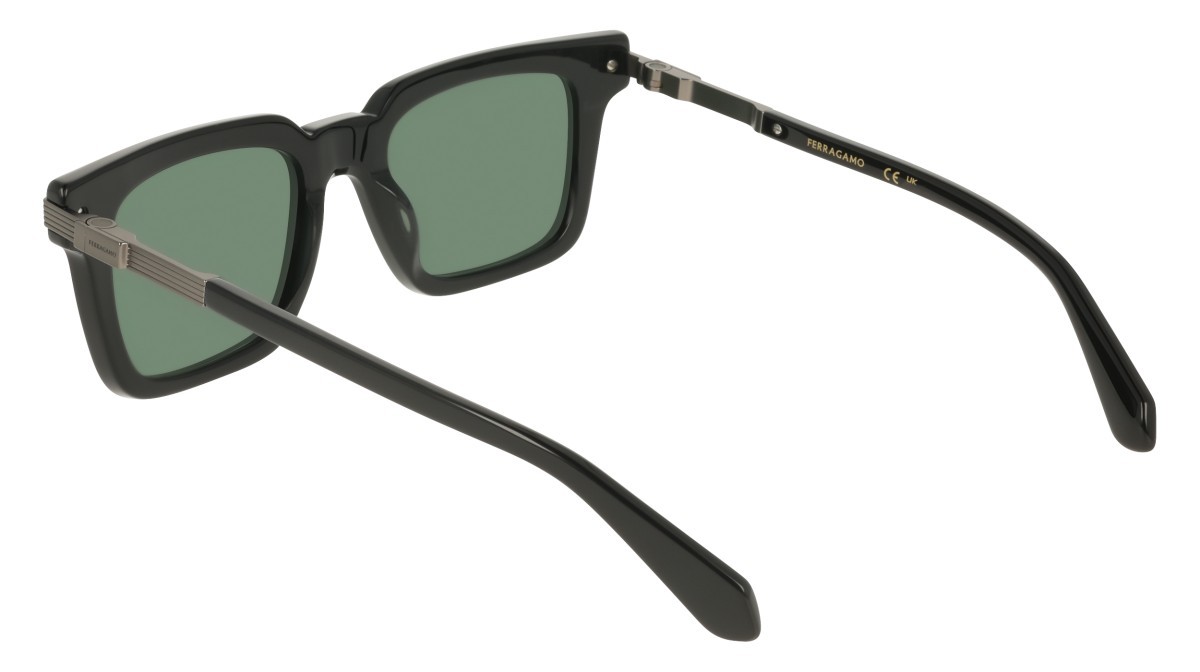 Sunglasses Salvatore Ferragamo SF2103S (001) color black shape rectangle lenses solid green