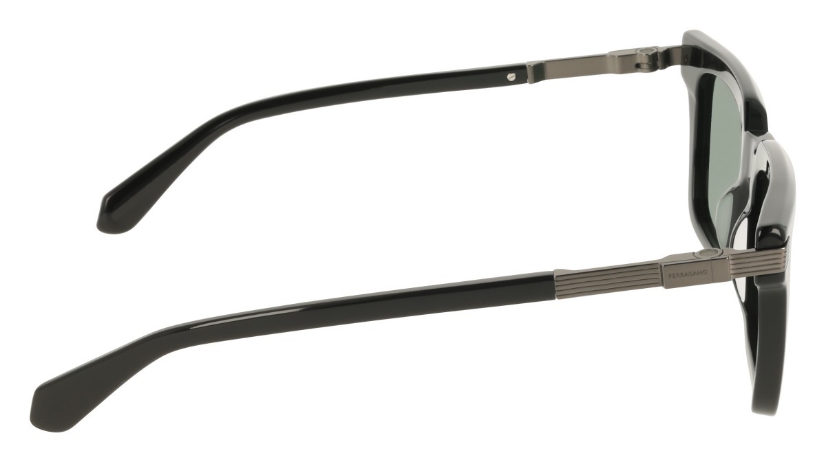 Sunglasses Salvatore Ferragamo SF2103S (001) color black shape rectangle lenses solid green