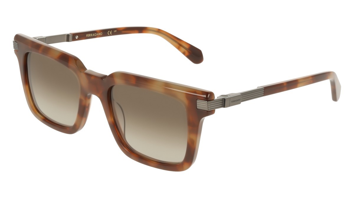 Sunglasses Salvatore Ferragamo SF2103S (225) color milky brown tortoise shape rectangle lenses gradient brown/grey