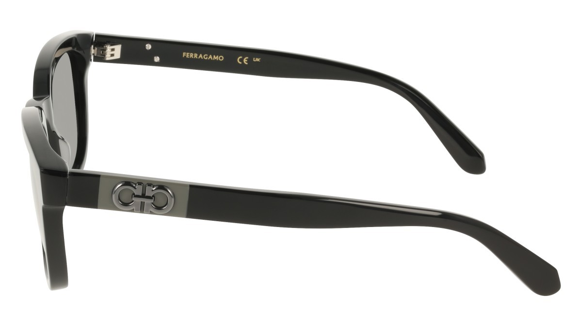 Sunglasses Salvatore Ferragamo SF2107S (001) color black shape rectangle lenses solid grey
