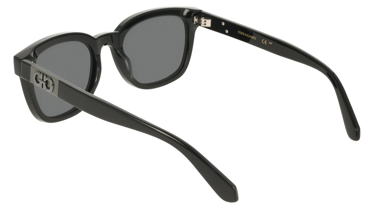 Sunglasses Salvatore Ferragamo SF2107S (001) color black shape rectangle lenses solid grey