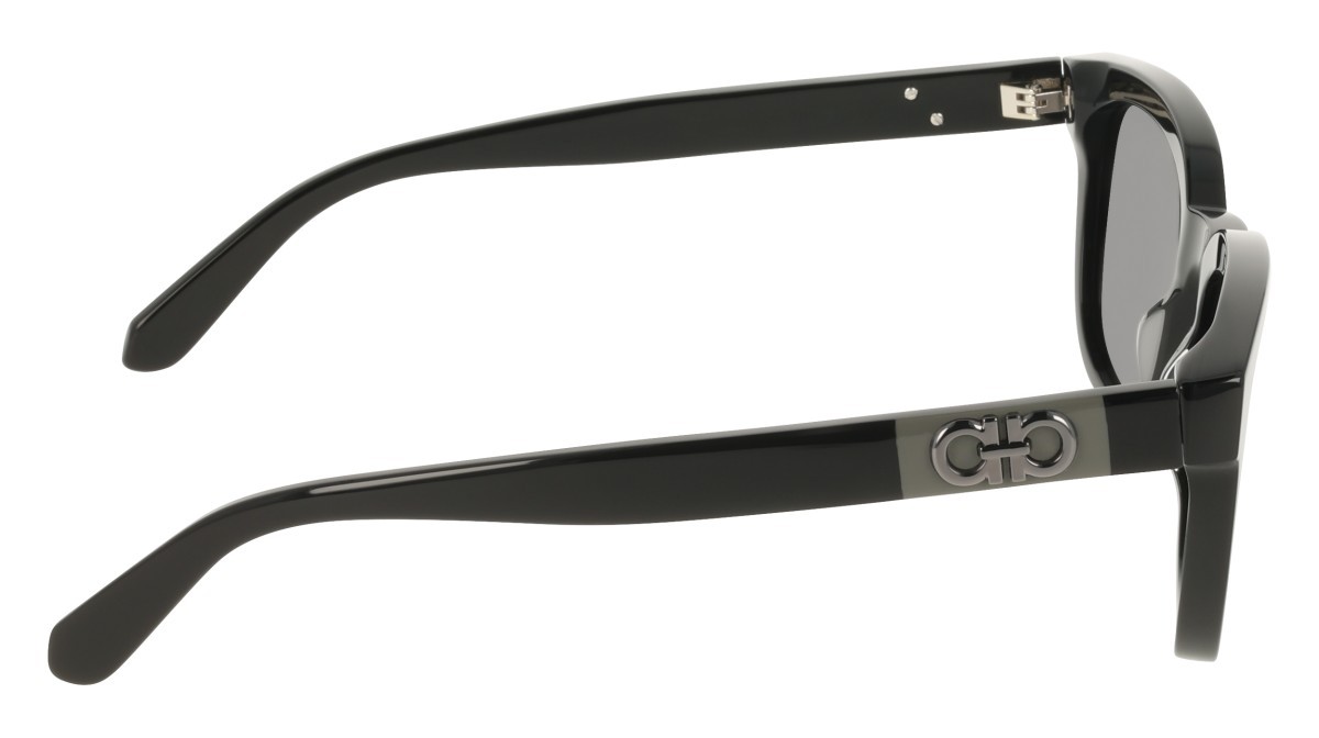 Sunglasses Salvatore Ferragamo SF2107S (001) color black shape rectangle lenses solid grey