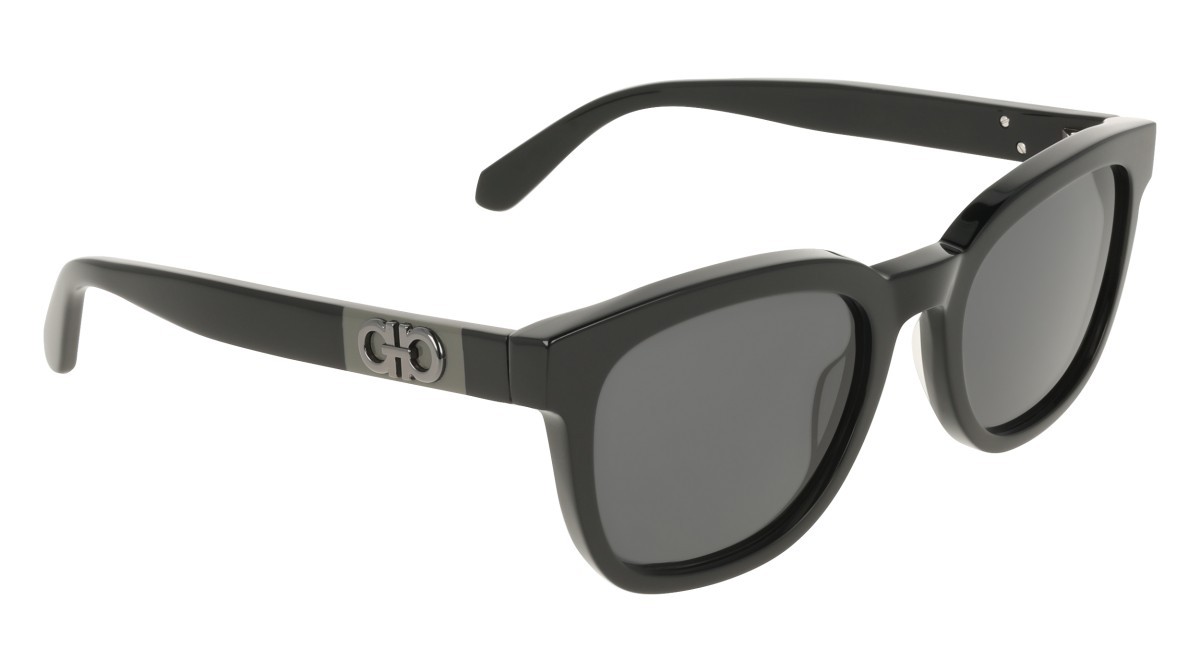Sunglasses Salvatore Ferragamo SF2107S (001) color black shape rectangle lenses solid grey