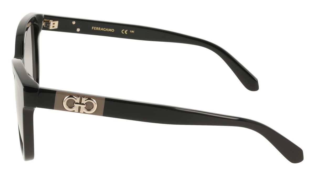 Sunglasses Salvatore Ferragamo SF2108S (001) color black shape rectangle lenses gradient grey