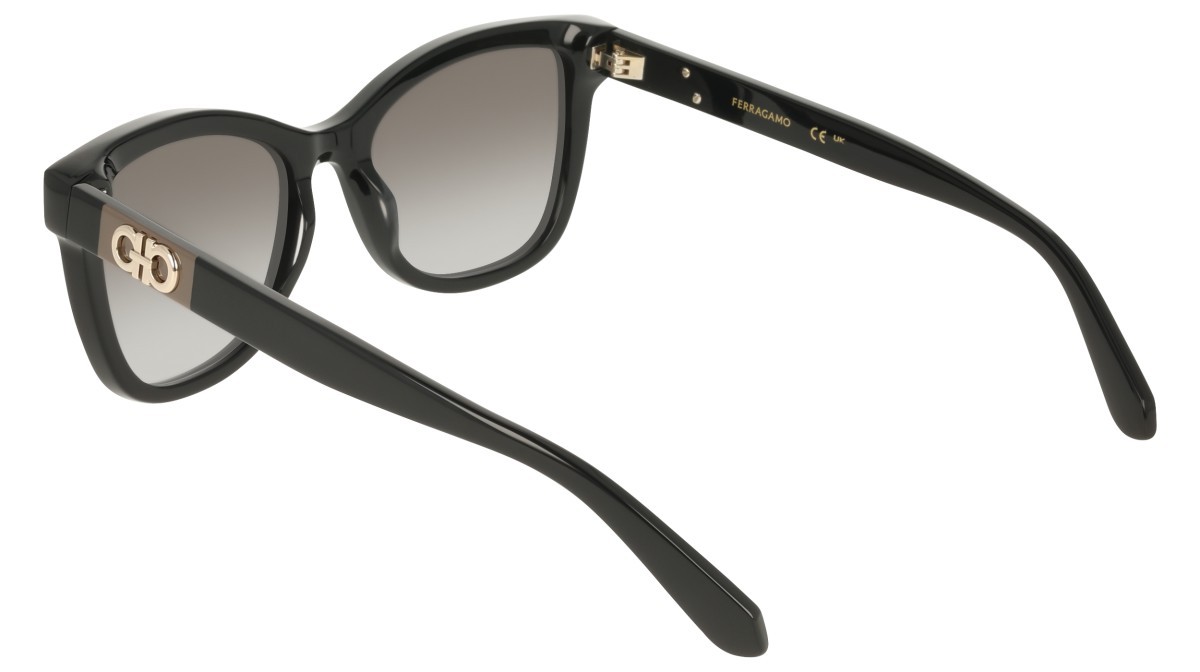 Sunglasses Salvatore Ferragamo SF2108S (001) color black shape rectangle lenses gradient grey