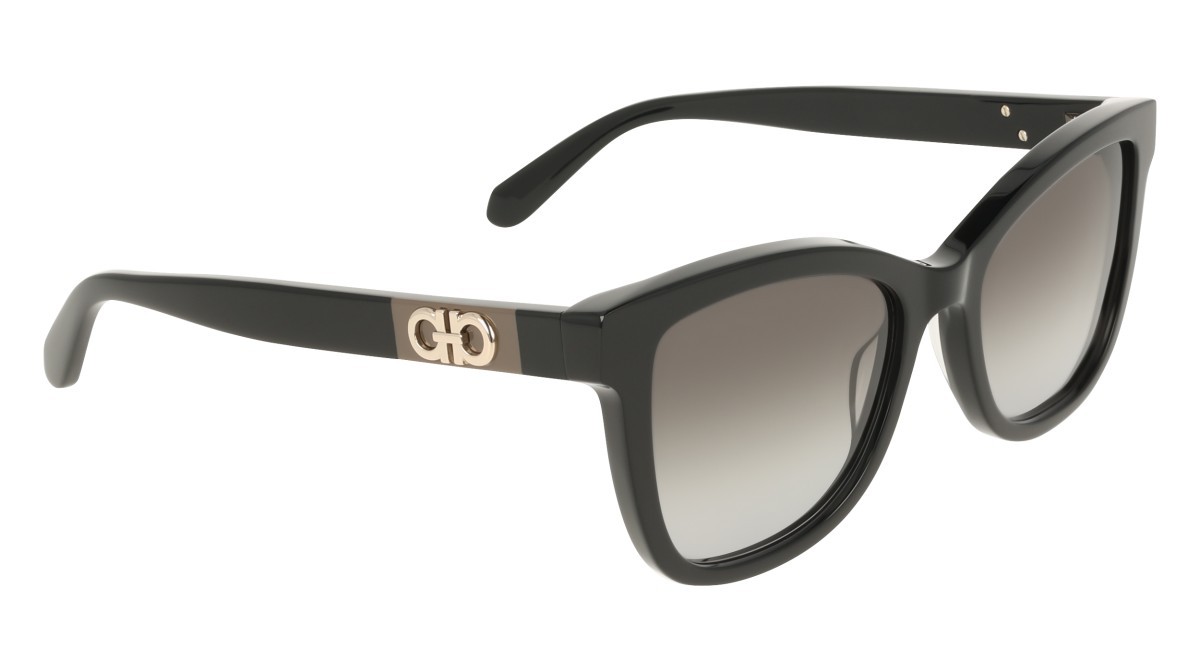 Sunglasses Salvatore Ferragamo SF2108S (001) color black shape rectangle lenses gradient grey