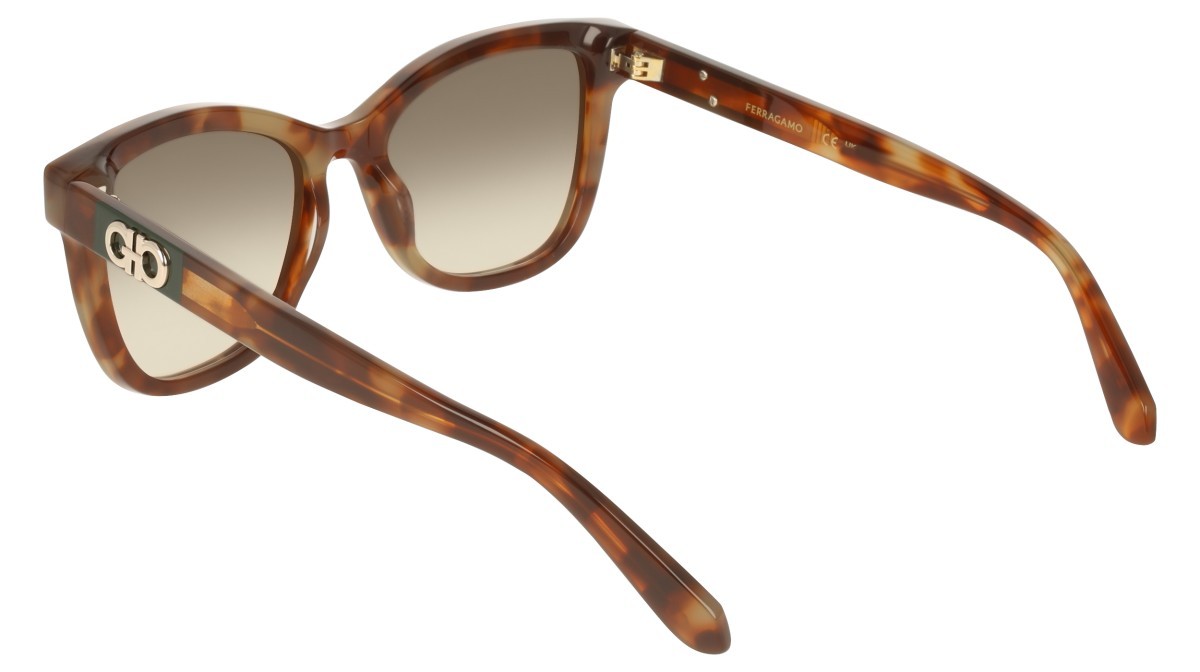 Sunglasses Salvatore Ferragamo SF2108S (225) color milky brown tortoise shape rectangle lenses brown gradient