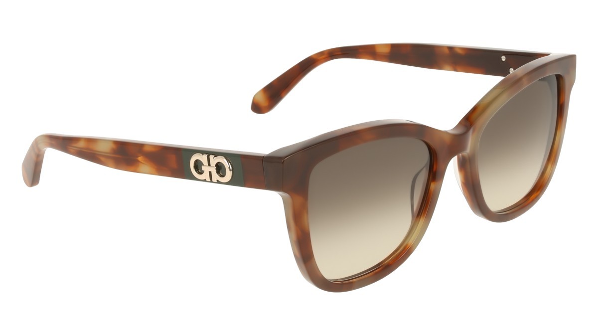Sunglasses Salvatore Ferragamo SF2108S (225) color milky brown tortoise shape rectangle lenses brown gradient