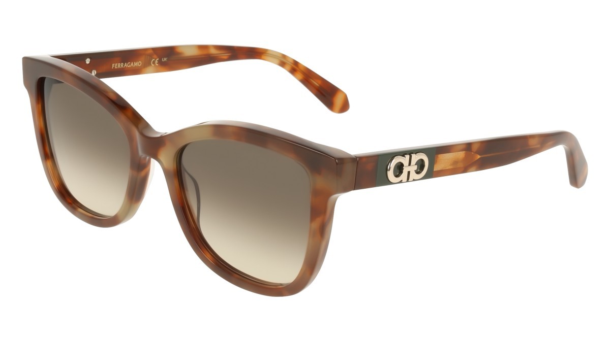 Sunglasses Salvatore Ferragamo SF2108S (225) color milky brown tortoise shape rectangle lenses brown gradient