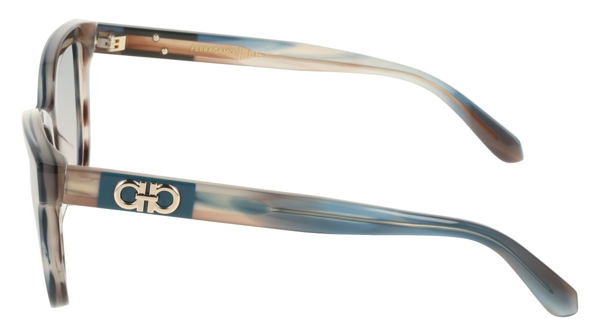 Sunglasses Salvatore Ferragamo SF2108S (314) color striped sand blue shape rectangle lenses gradient avio rose