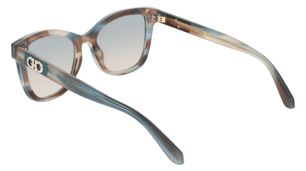 Sunglasses Salvatore Ferragamo SF2108S (314) color striped sand blue shape rectangle lenses gradient avio rose