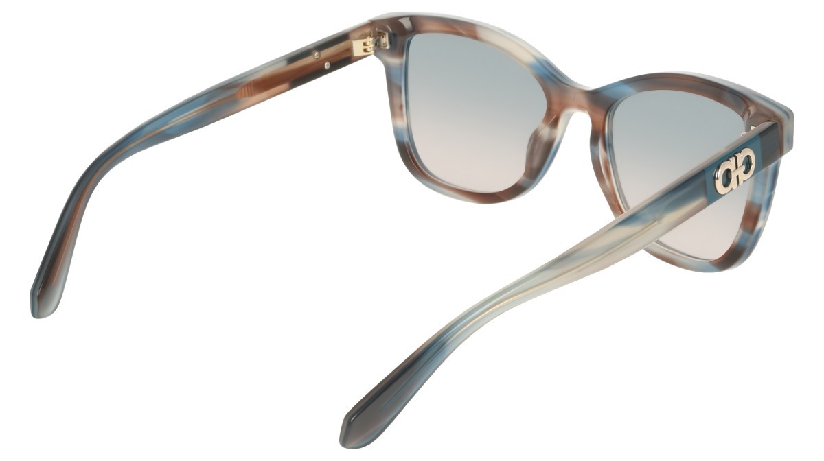Sunglasses Salvatore Ferragamo SF2108S (314) color striped sand blue shape rectangle lenses gradient avio rose