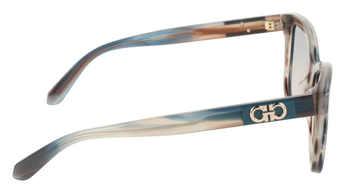 Sunglasses Salvatore Ferragamo SF2108S (314) color striped sand blue shape rectangle lenses gradient avio rose