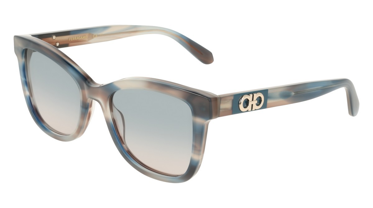 Sunglasses Salvatore Ferragamo SF2108S (314) color striped sand blue shape rectangle lenses gradient avio rose