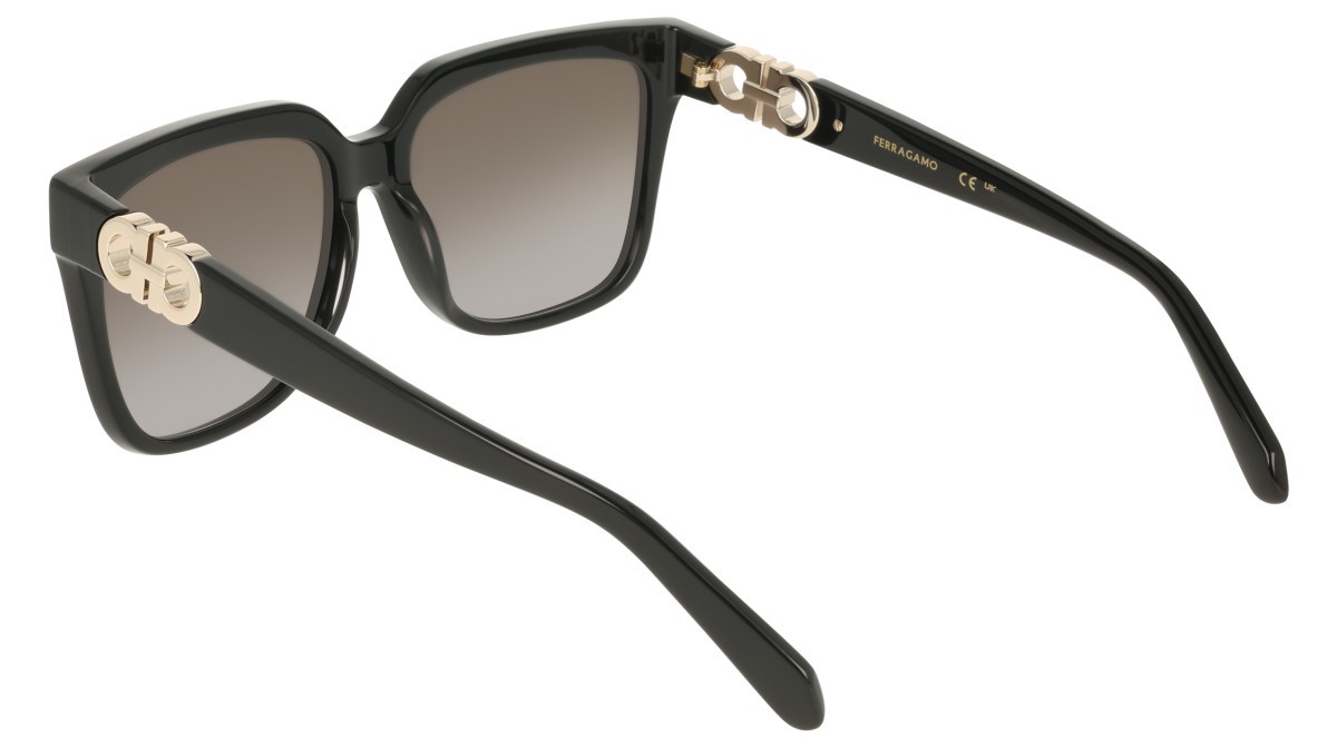 Sunglasses Salvatore Ferragamo SF2109S (001) color black shape rectangle lenses gradient grey