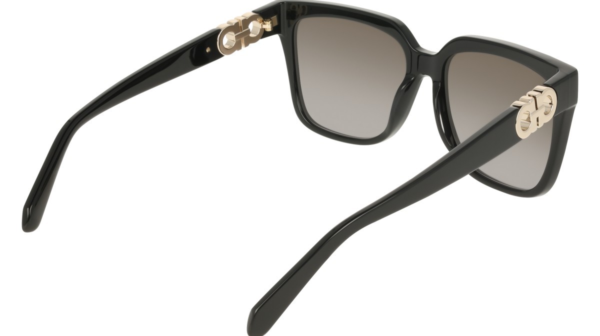 Sunglasses Salvatore Ferragamo SF2109S (001) color black shape rectangle lenses gradient grey