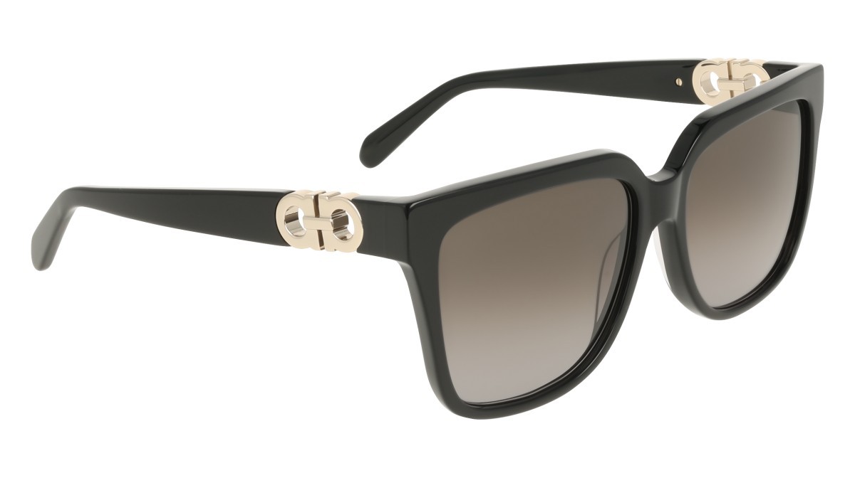 Sunglasses Salvatore Ferragamo SF2109S (001) color black shape rectangle lenses gradient grey