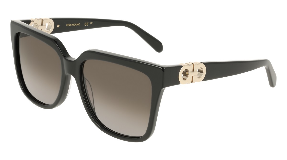 Sunglasses Salvatore Ferragamo SF2109S (001) color black shape rectangle lenses gradient grey