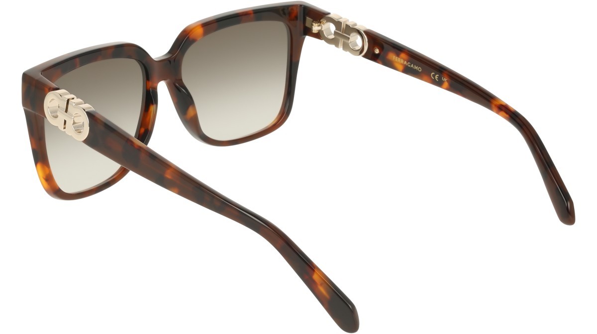 Sunglasses Salvatore Ferragamo SF2109S (240) color tortoise shape rectangle lenses gradient khaki