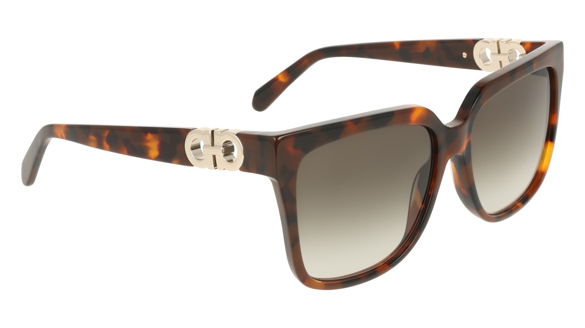 Sunglasses Salvatore Ferragamo SF2109S (240) color tortoise shape rectangle lenses gradient khaki