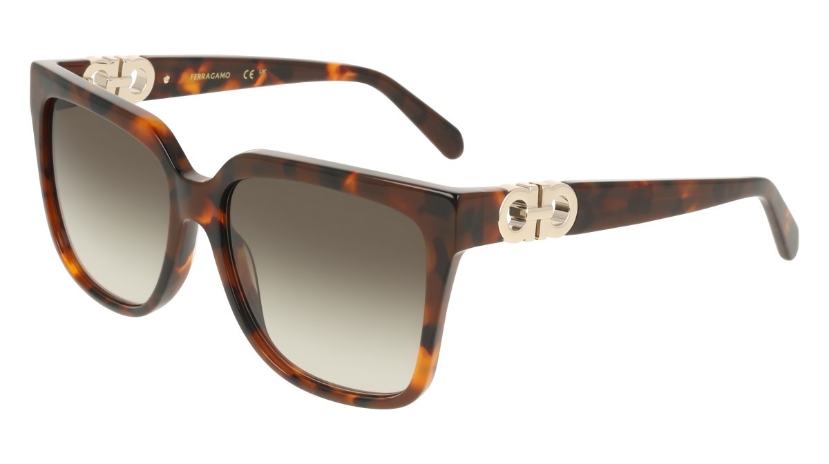 Sunglasses Salvatore Ferragamo SF2109S (240) color tortoise shape rectangle lenses gradient khaki