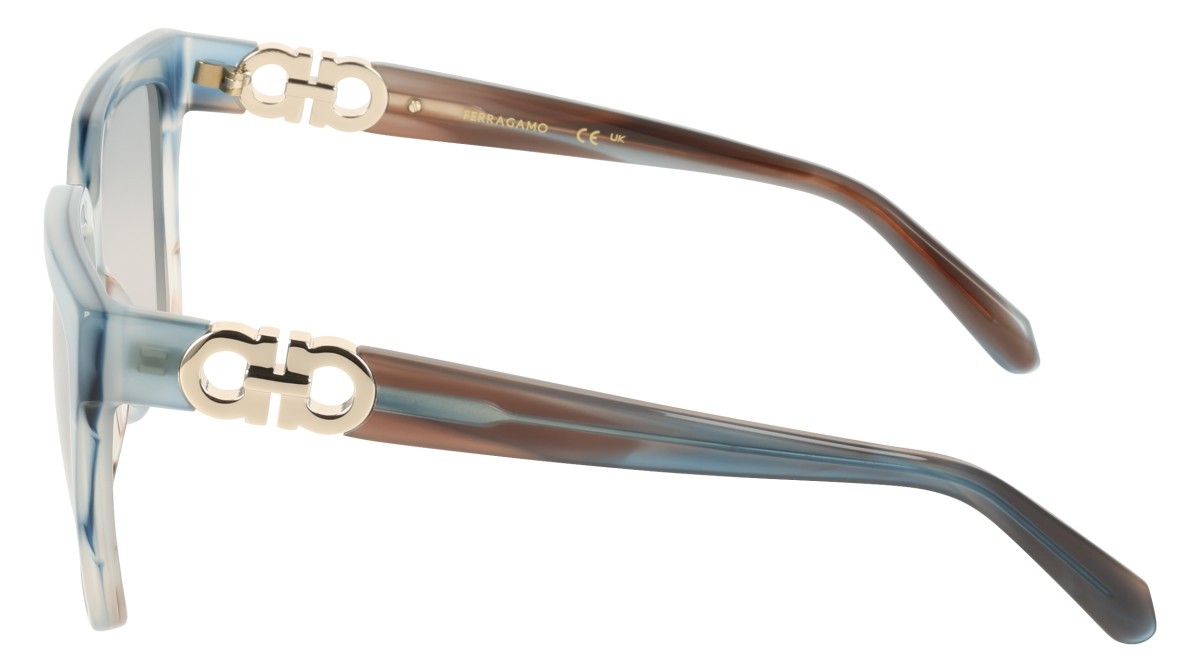 Sunglasses Salvatore Ferragamo SF2109S (314) color striped sand blue shape rectangle lenses gradient avio rose