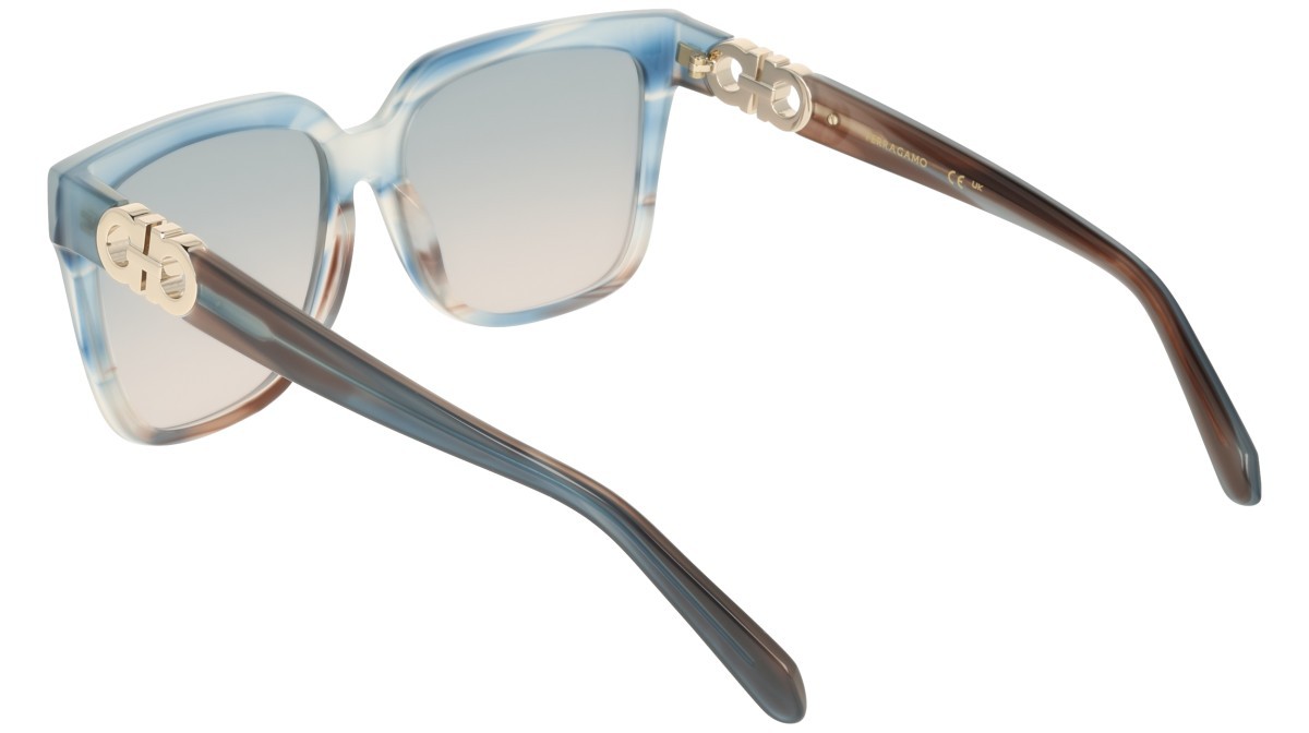 Sunglasses Salvatore Ferragamo SF2109S (314) color striped sand blue shape rectangle lenses gradient avio rose