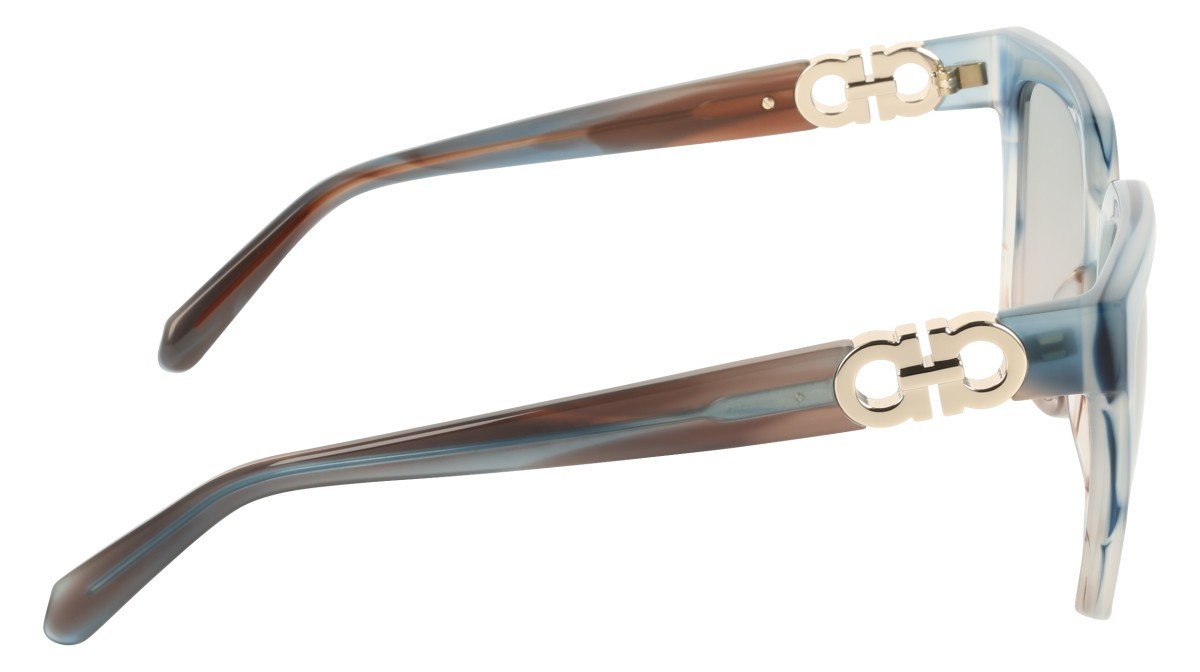 Sunglasses Salvatore Ferragamo SF2109S (314) color striped sand blue shape rectangle lenses gradient avio rose