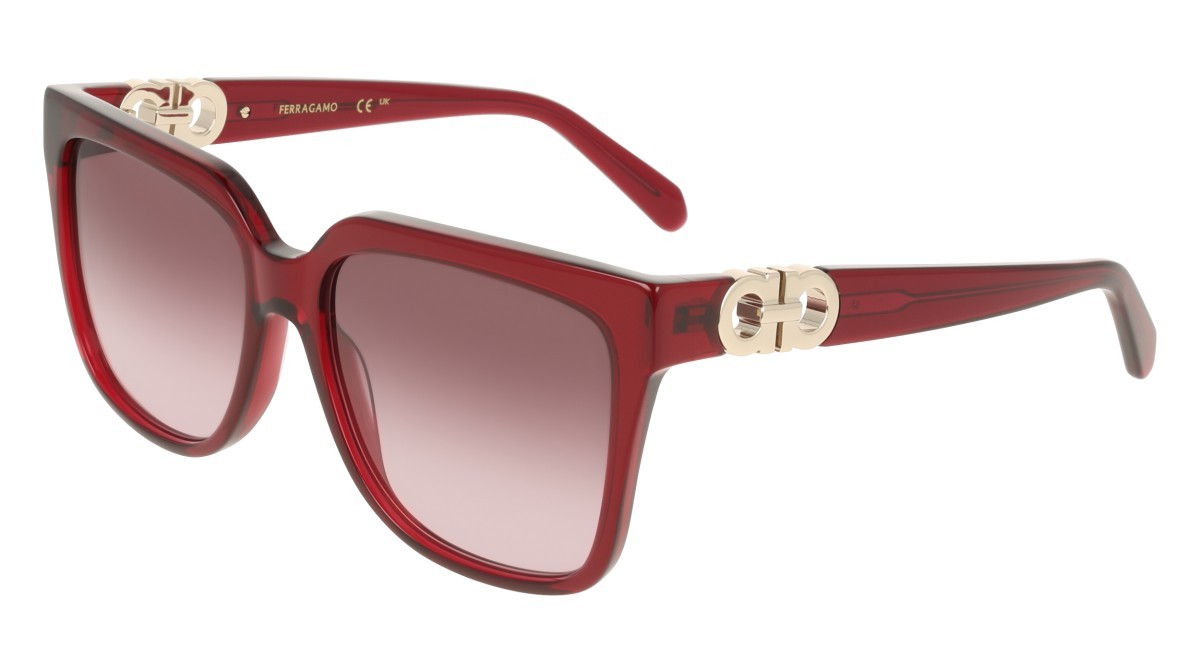 Sunglasses Salvatore Ferragamo SF2109S (655) color transparent wine shape rectangle lenses gradient burgundy