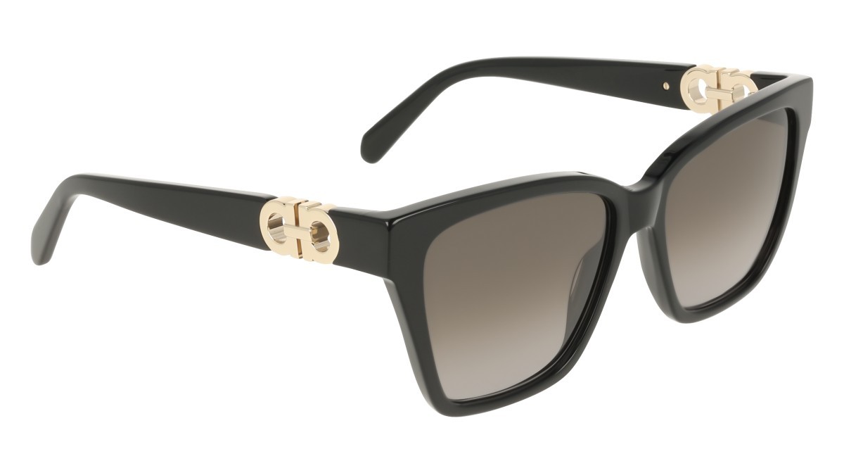 Sunglasses Salvatore Ferragamo SF2110S (001) color black shape rectangle lenses gradient grey