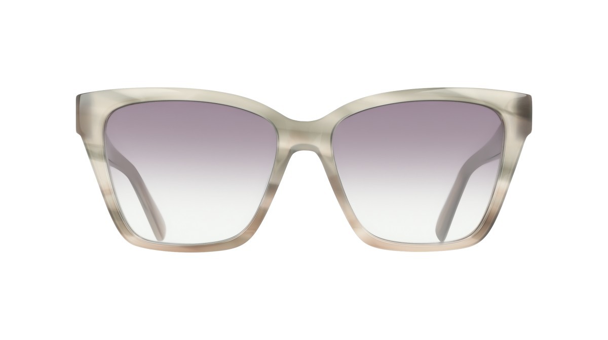 Occhiali da sole Salvatore Ferragamo SF2110S (013) colore striped taupe nude forma rettangolare lenti gradient grey