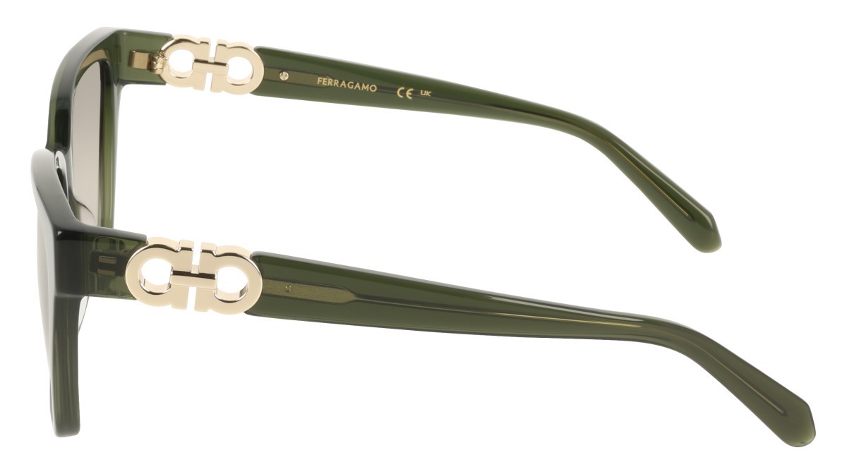 Sunglasses Salvatore Ferragamo SF2110S (320) color transparent khaki shape rectangle lenses gradient khaki