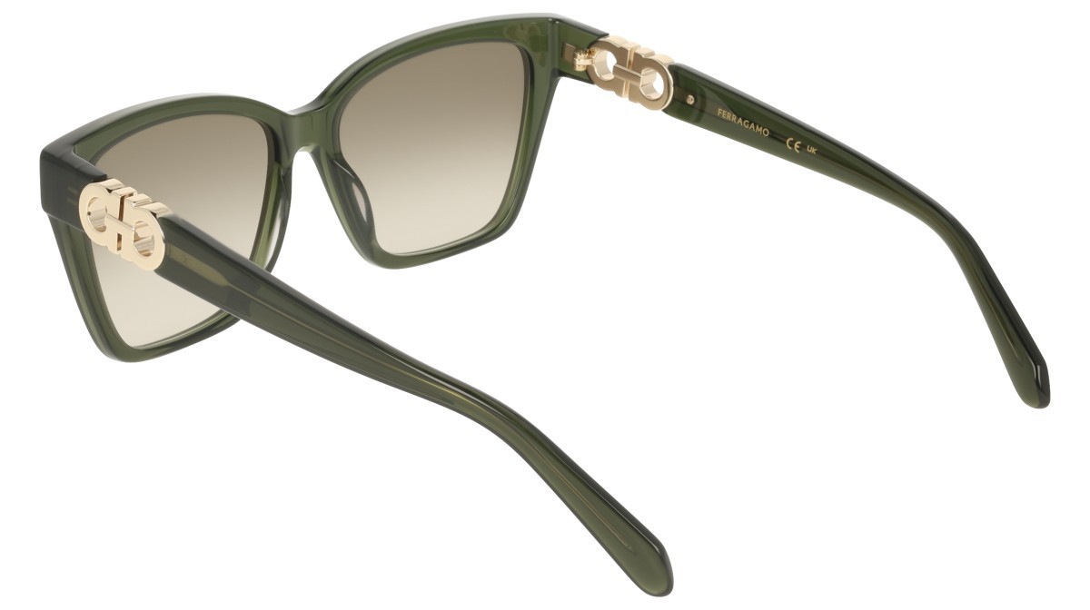 Sunglasses Salvatore Ferragamo SF2110S (320) color transparent khaki shape rectangle lenses gradient khaki