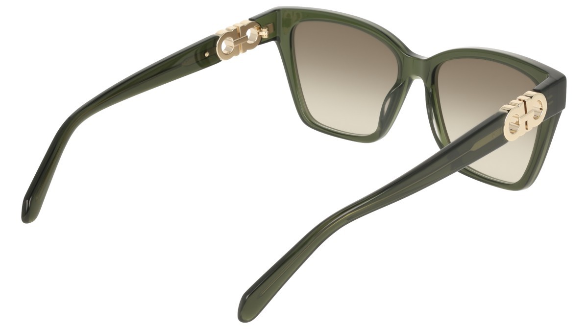 Sunglasses Salvatore Ferragamo SF2110S (320) color transparent khaki shape rectangle lenses gradient khaki