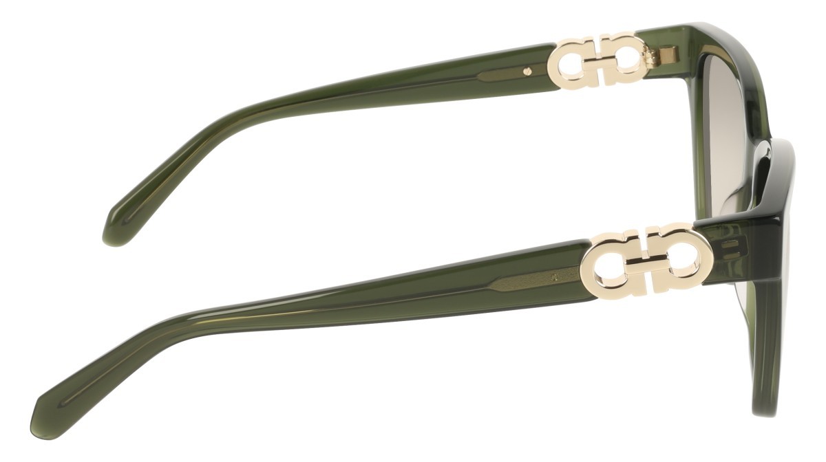 Sunglasses Salvatore Ferragamo SF2110S (320) color transparent khaki shape rectangle lenses gradient khaki
