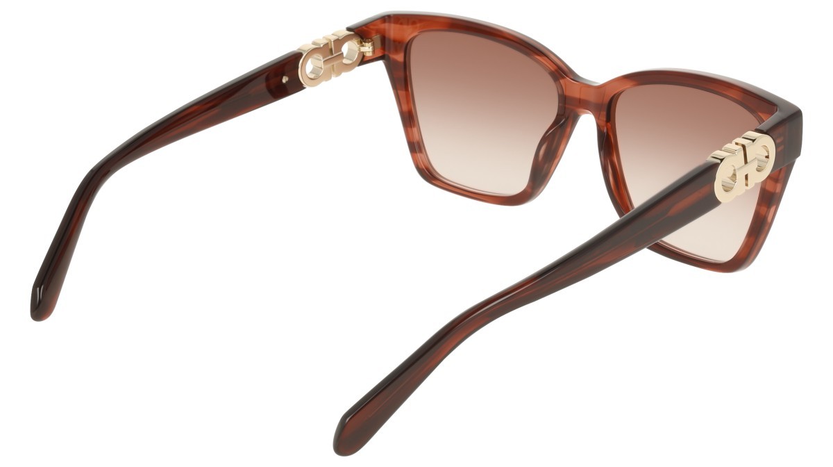 Sunglasses Salvatore Ferragamo SF2110S (656) color striped wine shape rectangle lenses gradient brown