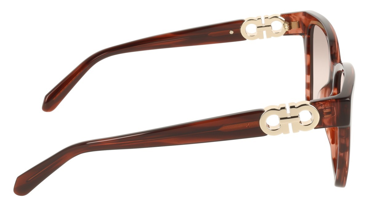 Sunglasses Salvatore Ferragamo SF2110S (656) color striped wine shape rectangle lenses gradient brown