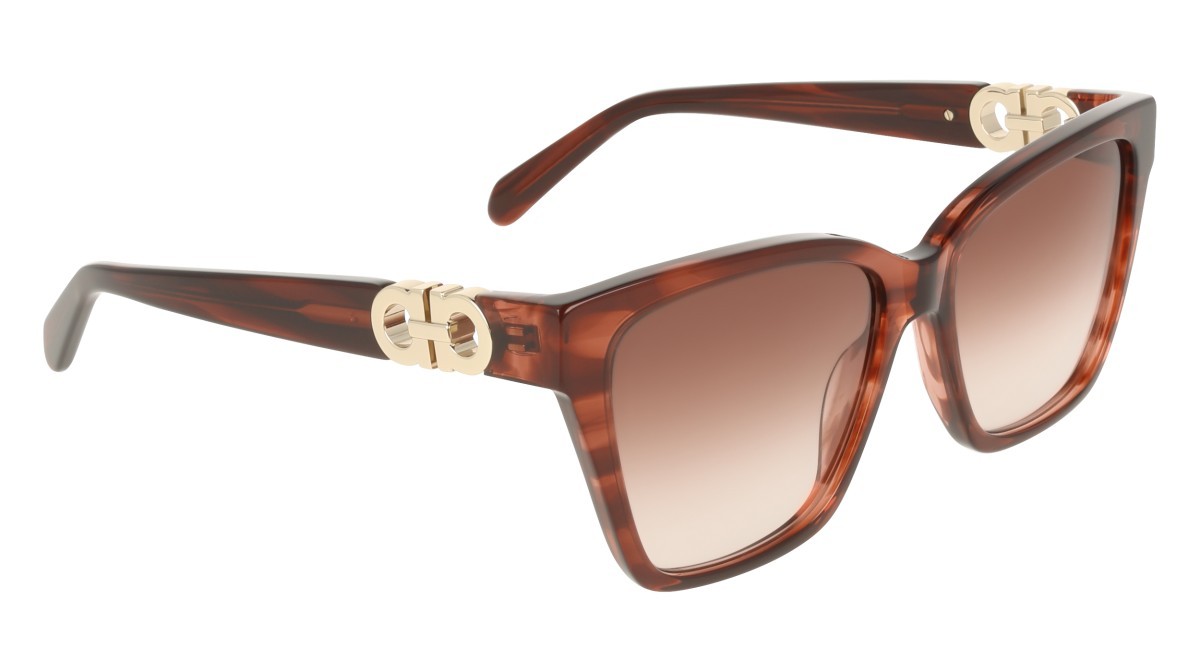 Sunglasses Salvatore Ferragamo SF2110S (656) color striped wine shape rectangle lenses gradient brown