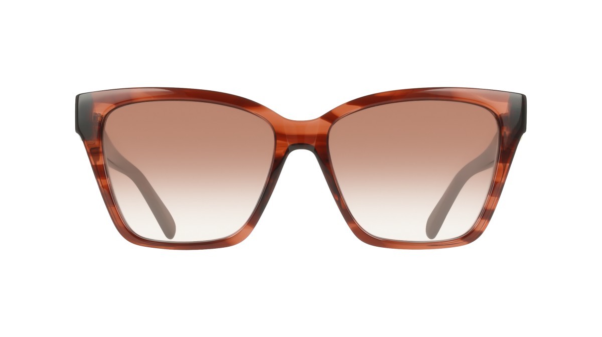 Sunglasses Salvatore Ferragamo SF2110S (656) color striped wine shape rectangle lenses gradient brown