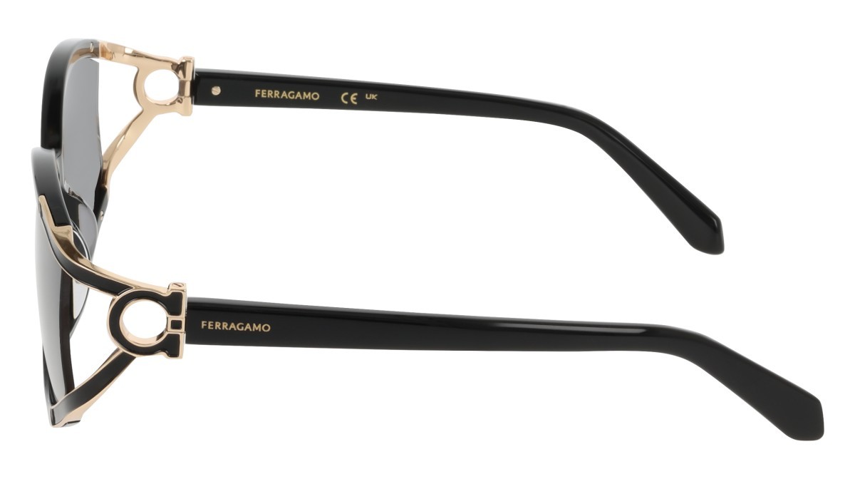 Sunglasses Salvatore Ferragamo SF2111S (001) color black shape oval lenses solid grey