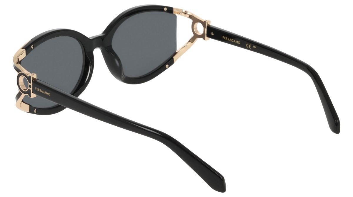 Sunglasses Salvatore Ferragamo SF2111S (001) color black shape oval lenses solid grey