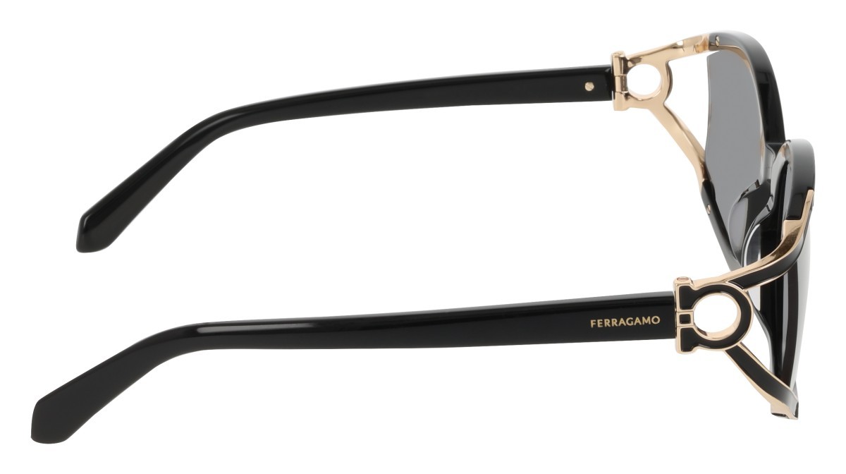 Sunglasses Salvatore Ferragamo SF2111S (001) color black shape oval lenses solid grey