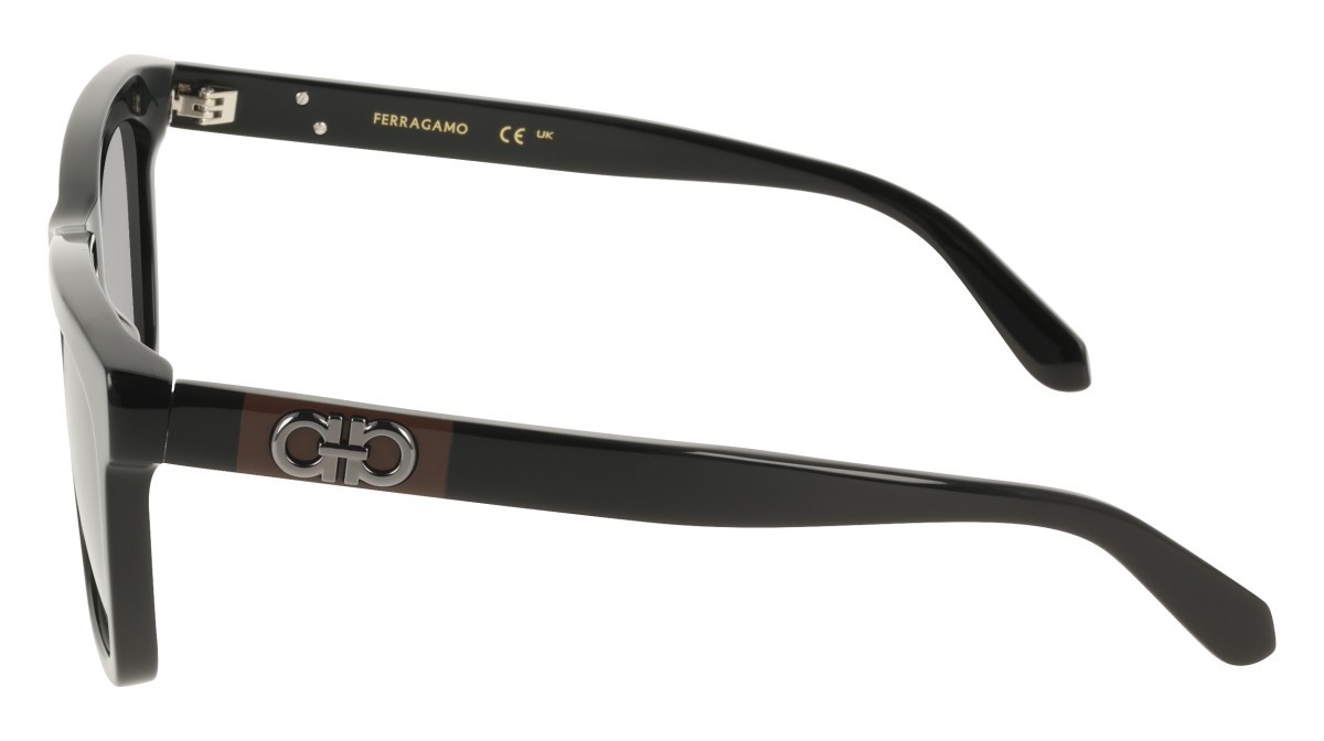 Sunglasses Salvatore Ferragamo SF2113S (001) color black shape rectangle lenses solid grey