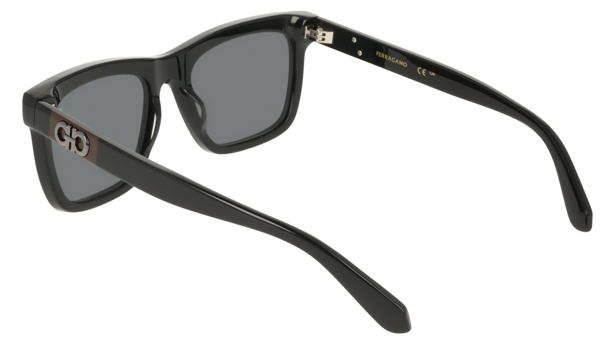 Sunglasses Salvatore Ferragamo SF2113S (001) color black shape rectangle lenses solid grey
