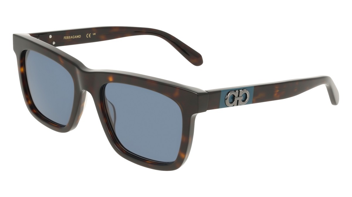 Sunglasses Salvatore Ferragamo SF2113S (242) color dark tortoise shape rectangle lenses solid blue