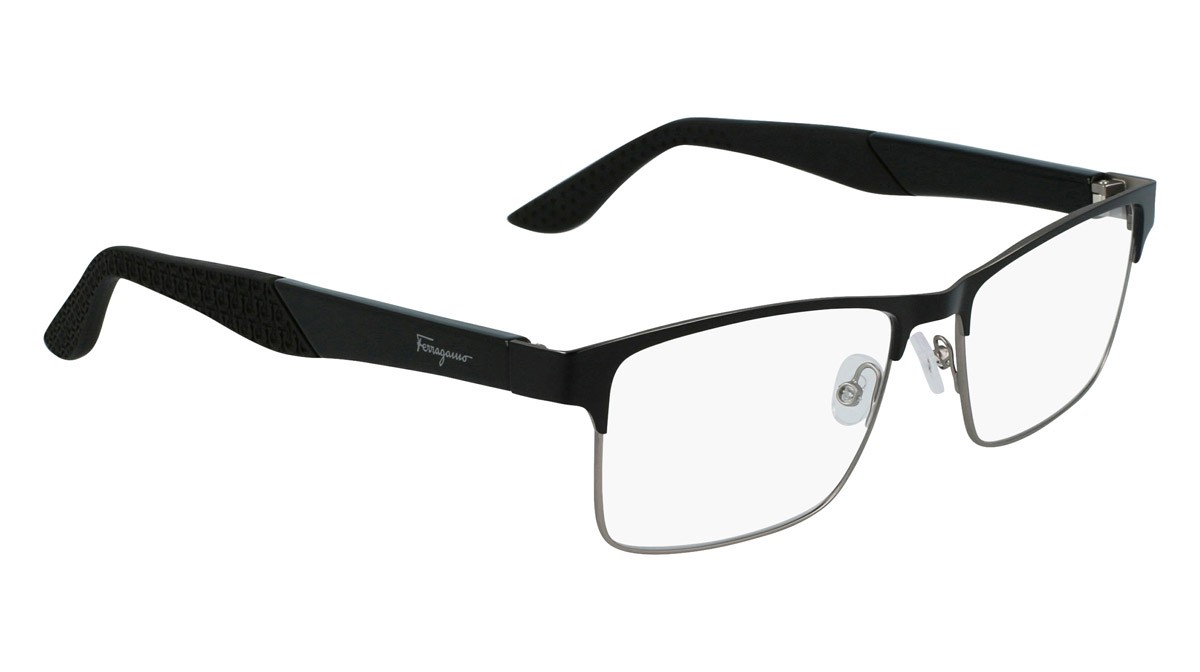 Brillen Salvatore Ferragamo SF2216 (072) farbe black/matte light ruthenium form rechteckig 